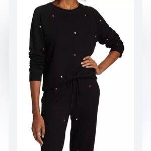 Rails Theo Star Sweatshirt Top Embroidered Black size S